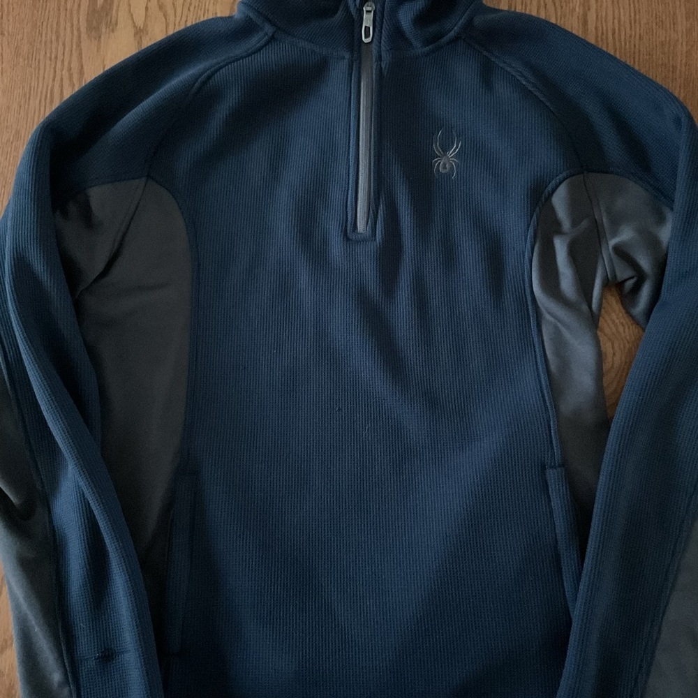 Spyder Navy and Gray Quarter-Zip Top size small